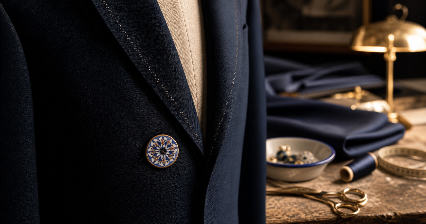 Tailored blazer with mosaic-inspired handmade detail